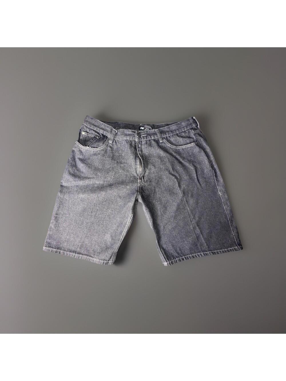 Mecca Jean Shorts 42/14 Loose Baggy Fit  Y2K Wide Leg Skater Black Denim